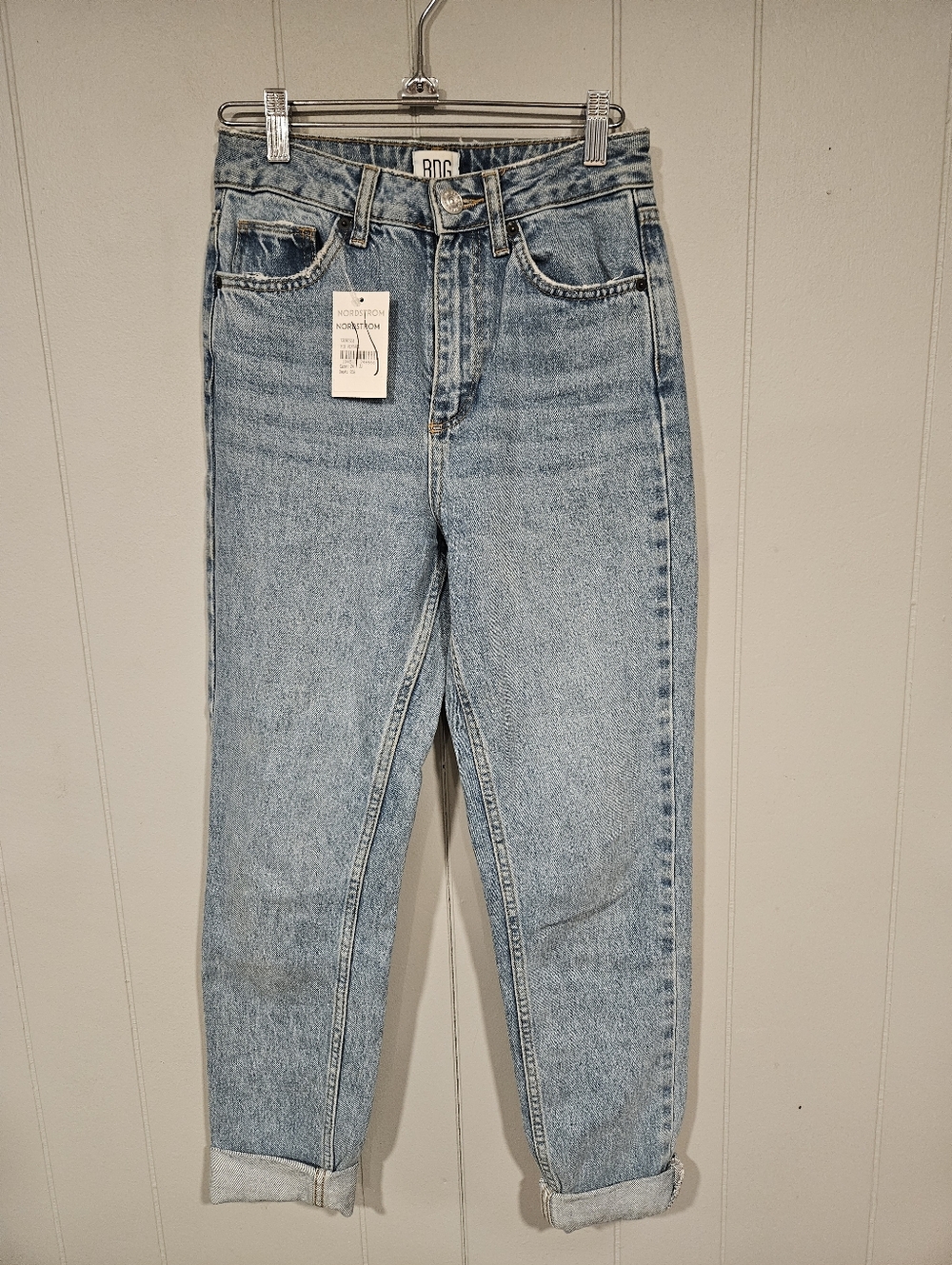 BDG Urban Outfitters Women's 24x32 High-Rise Cuffed Mom Jeans Blue Cotton NWT